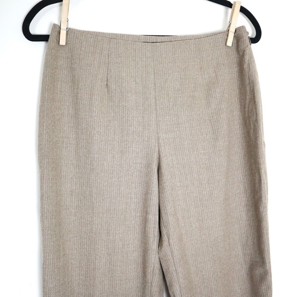 Piazza Sempione Audrey Wool Blend Capri Pant Camel Pinstripe Flat Front - Picture 2 of 12